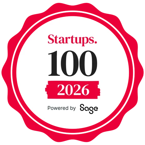 Startups 100 2026 award badge, powered by Sage